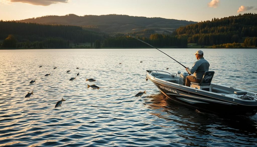 A lush, expansive lake in the heart of Ukraine's countryside, rippling with the gentle movements of trophy-sized fish. In the foreground, an experienced angler casts a delicate line, their gaze intent as they wait for a powerful strike. The middle ground reveals a well-appointed boat, its sleek design and high-end equipment hinting at the exclusive, luxurious nature of this fishing expedition. In the background, rolling hills and dense forests create a picturesque natural backdrop, bathed in the soft, warm glow of the golden hour. The scene exudes a sense of exclusivity, wealth, and the thrill of the hunt, perfectly capturing the essence of "Trофейная рыбалка в Украине" - a prestigious, status-driven fishing experience for the elite. A lush, expansive lake in the heart of Ukraine's countryside, rippling with the gentle movements of trophy-sized fish. In the foreground, an experienced angler casts a delicate line, their gaze intent as they wait for a powerful strike. The middle ground reveals a well-appointed boat, its sleek design and high-end equipment hinting at the exclusive, luxurious nature of this fishing expedition. In the background, rolling hills and dense forests create a picturesque natural backdrop, bathed in the soft, warm glow of the golden hour. The scene exudes a sense of exclusivity, wealth, and the thrill of the hunt, perfectly capturing the essence of "Trофейная рыбалка в Украине" - a prestigious, status-driven fishing experience for the elite.