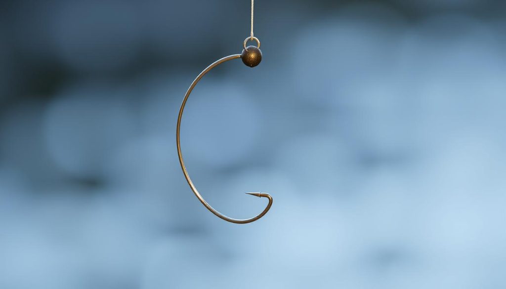 An asymmetric loop, a versatile feeder rig for anglers seeking bountiful catches. A sleek, metallic feeder head suspends delicately from a fine monofilament line, its curved profile designed to hold bait securely yet release it freely. The lead weight, strategically positioned, imparts a subtle, natural sway, mimicking the movements of live prey. Soft, natural lighting illuminates the rig's contours, casting dramatic shadows that accentuate its elegant, minimalist aesthetic. The composition is balanced, the focus sharp, inviting the viewer to envision this ingenious setup deployed in a tranquil river or lake, luring unsuspecting fish to the angler's bounty.