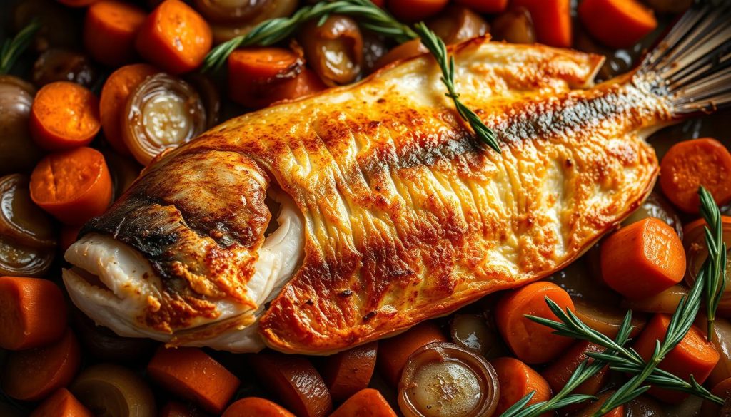 хек в духовке с луком и морковью