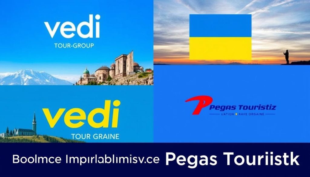 Изображение популярных туроператоров Украины, таких как Веди Тур Групп-Украина и Pegas Touristik