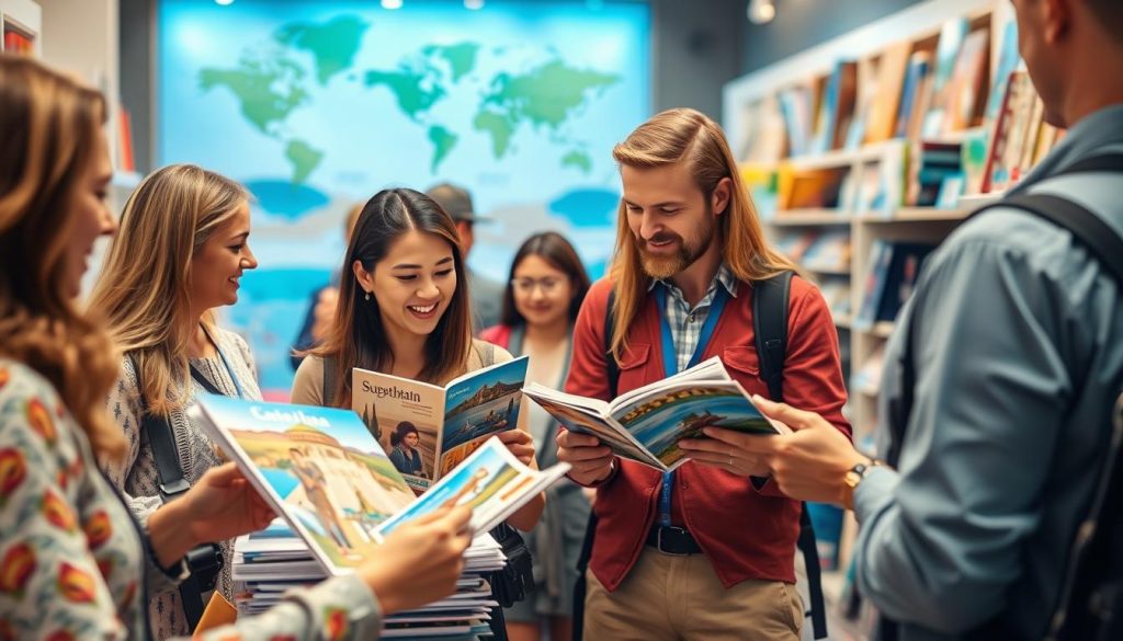 Изображение туристической компании в действии