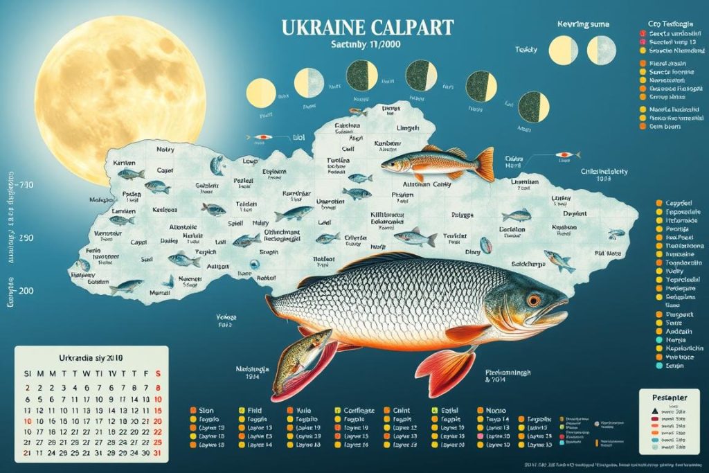 Календар рибалки України з позначеннями сезонів та нерестових періодів