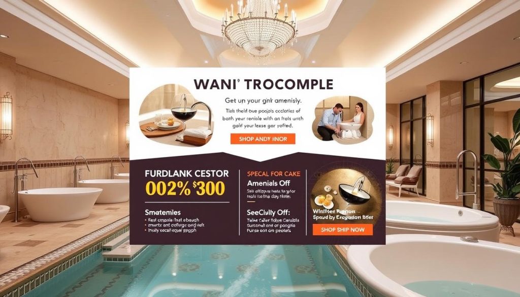 Image of a bath complex with a promotional banner