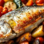 как запечь морского окуня с овощами