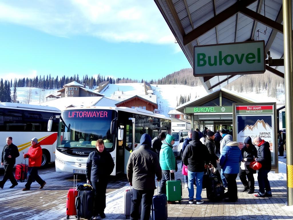 Автобусная остановка на курорты Буковель
