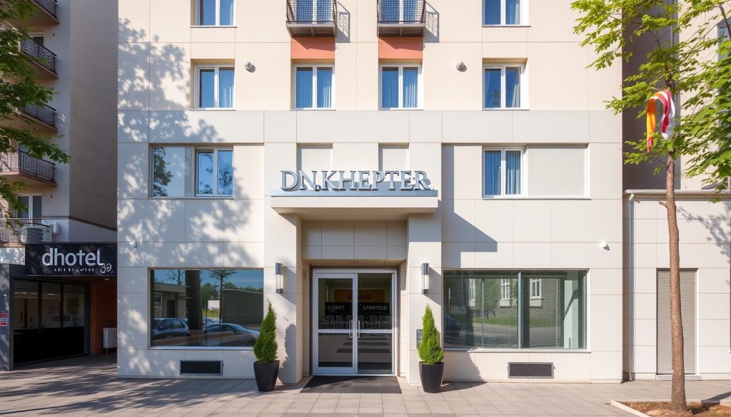 Dnepr Hotel 3* в центре Херсона с современным фасадом и благоустроенной территорией