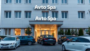 Фасад мотеля Avto Spa в Хмельницком с современным дизайном и удобной парковкой