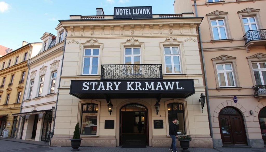 Фасад мотеля Старый Краков в центре Львова, входит в топ 30 мотелей в Львовской области