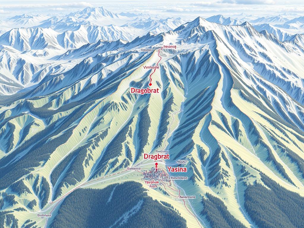 Карта расположения курорта Драгобрат в Карпатах