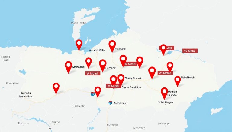 Карта расположения топ 30 мотелей в Киевской области