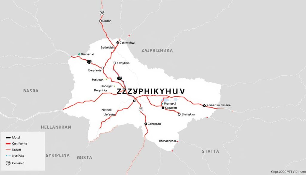 Карта транспортных маршрутов к мотелям Запорожской области
