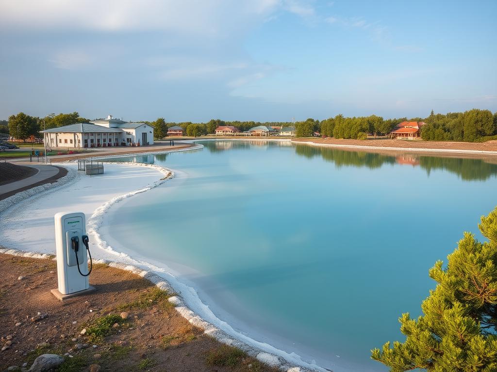 Курорт Солоне озеро з зарядними станціями для електромобілів