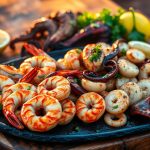 морепродукты на гриле