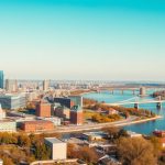 Панорама города Винница с видом на реку Южный Буг