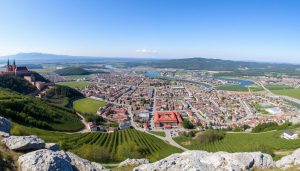 Панорама города Виноградово Закарпатье с высоты Черной горы