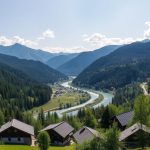 Панорама города Яремче с видом на горы и реку Прут