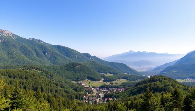 Панорама Карпатських гір та курортів Західної України
