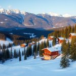 Панорама курорта Драгобрат в Карпатах зимой