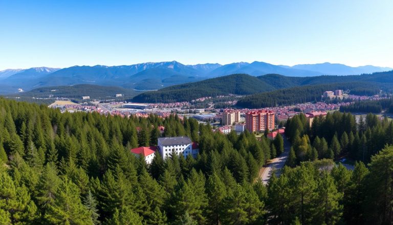 Панорама курорта Моршина с видом на горы и лесные массивы
