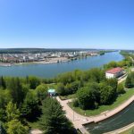 Панорама курорту Миргород з видом на річку Хорол та санаторну зону
