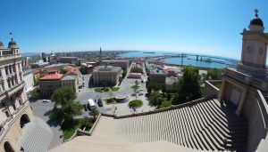 Панорама Одессы с видом на Приморский бульвар и порт
