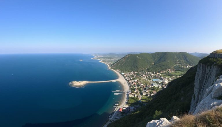 Панорамный вид на Санжейку и Черное море с высоты обрыва