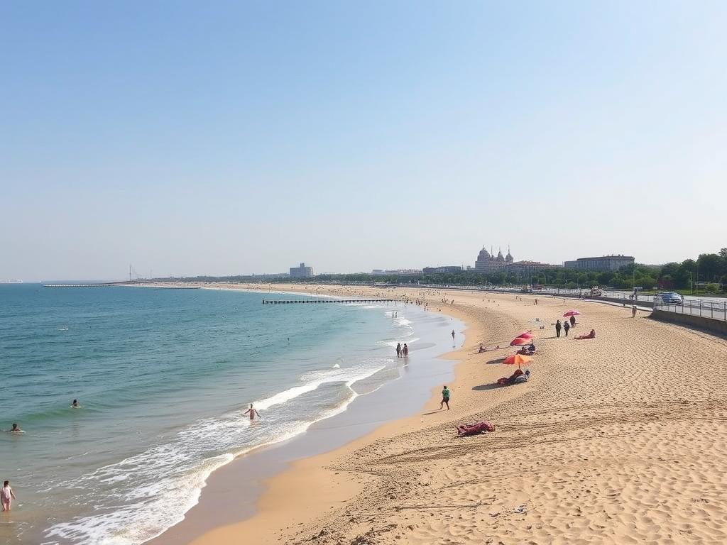 Пляж Ланжерон в Одесі з видом на море та набережну