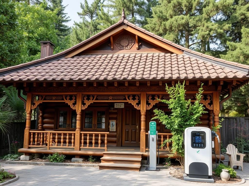 Садиба Гуцульська хата з зарядкою для електромобілів