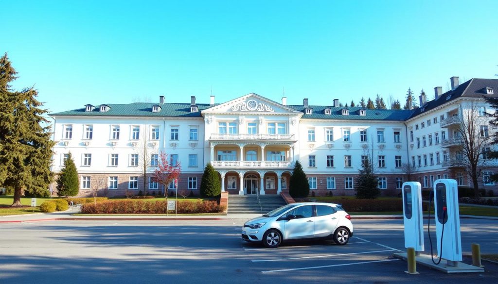 Санаторій ім. Пирогова з зарядкою для електромобілів на курорті Куяльник
