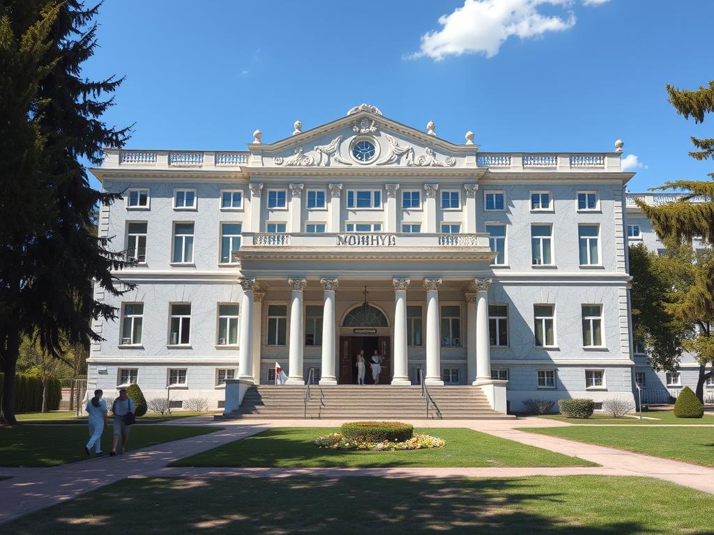Санаторий Мраморный дворец в Моршине - фасад здания и входная группа