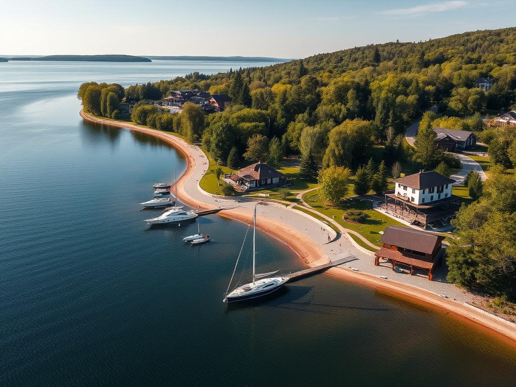 Територія бази відпочинку Sobi Club з видом на Київське водосховище