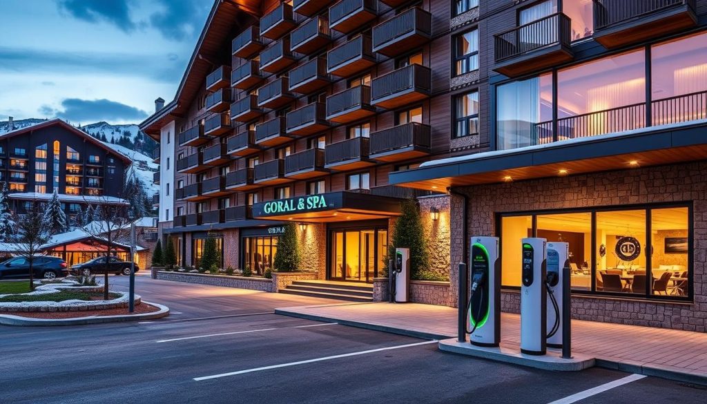 Территория отеля GORAL HOTEL & SPA с зарядной станцией для электромобилей