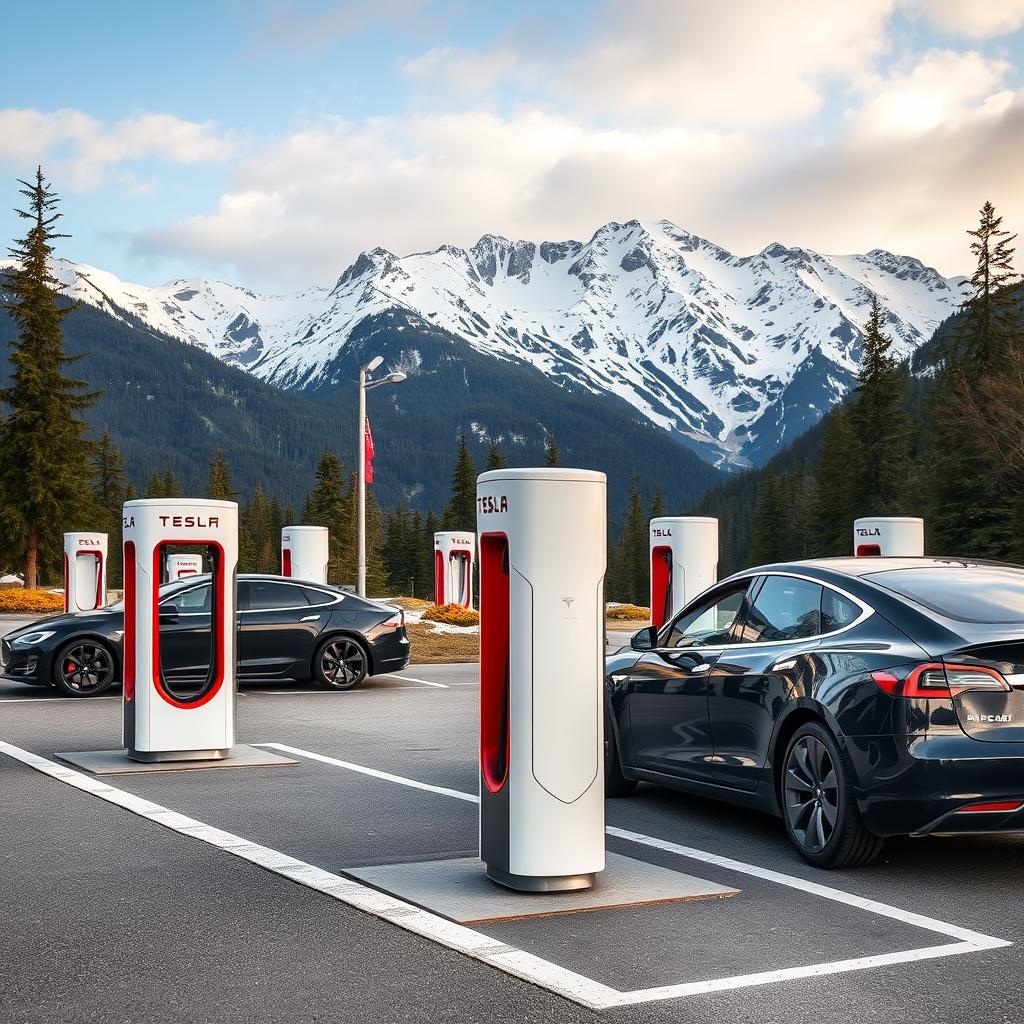 Tesla Supercharger станция недалеко от Буковеля