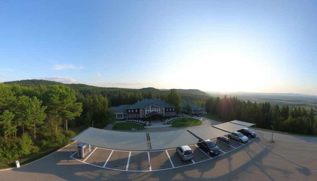 Загальний вигляд території Edem Resort з зарядними станціями
