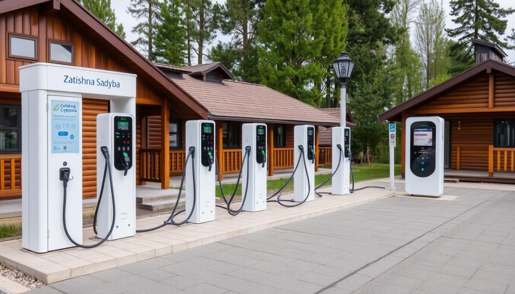 Зарядна станція для електромобілів біля котеджів Затишної садиби