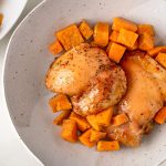 Рецепт жареной курицы и сладкого картофеля (5-ингредиент, один пан