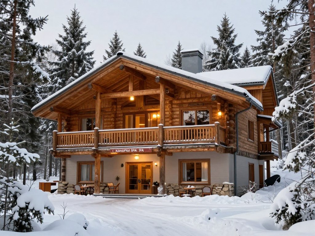 Фасад отеля Konopka Forest Home & SPA в окружении леса