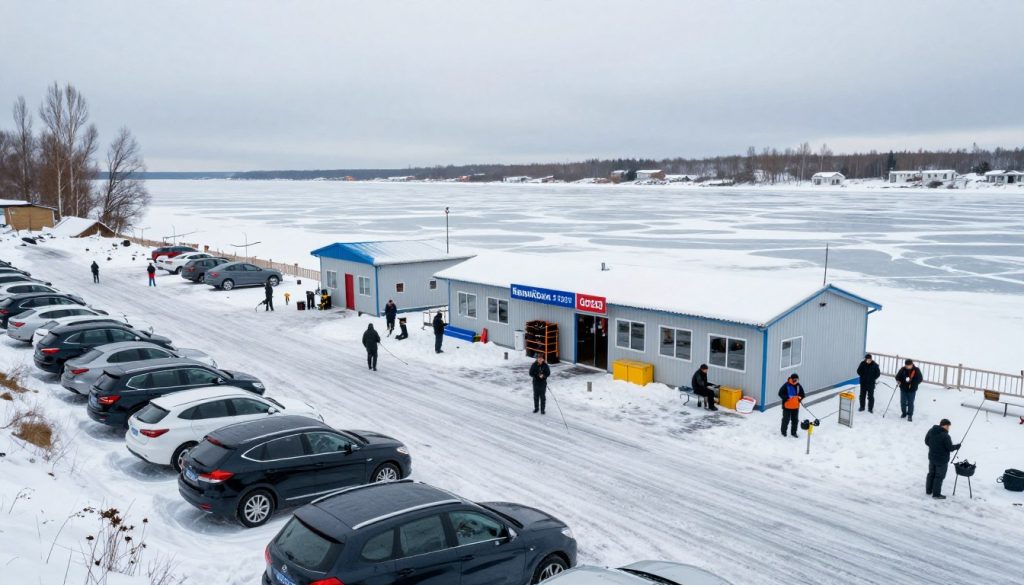 Инфраструктура для рыболовов на Каменском водохранилище зимой 2026