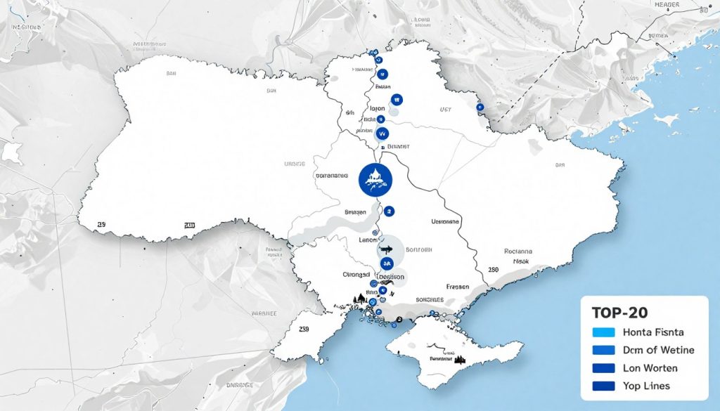 Карта топ-20 мест для зимней рыбалки в Украине