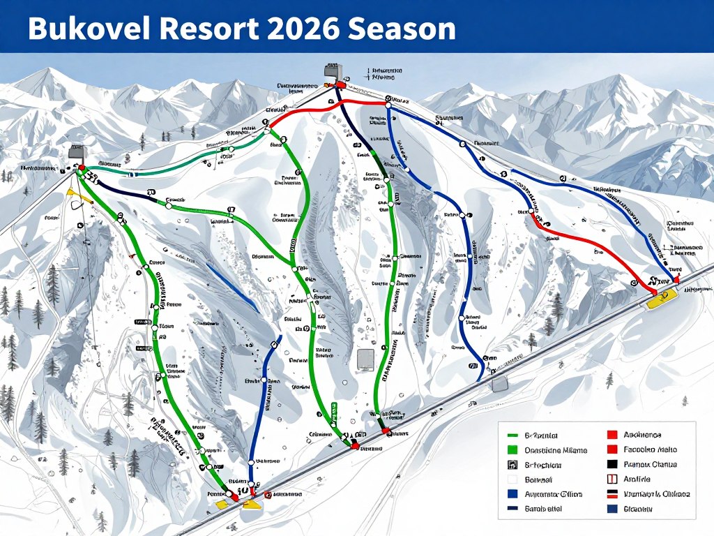 Карта трасс и подъемников Буковеля на сезон 2026