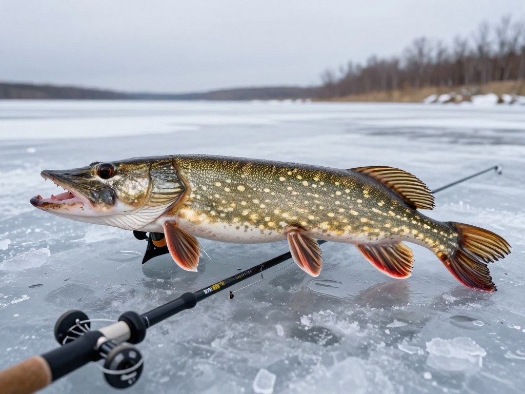 Northern pike caught through ice on the Kyiv Reservoir