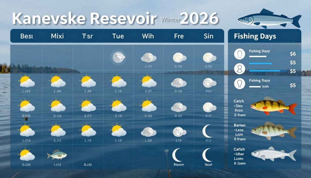 Прогноз клева на Каневском водохранилище зимой 2026
