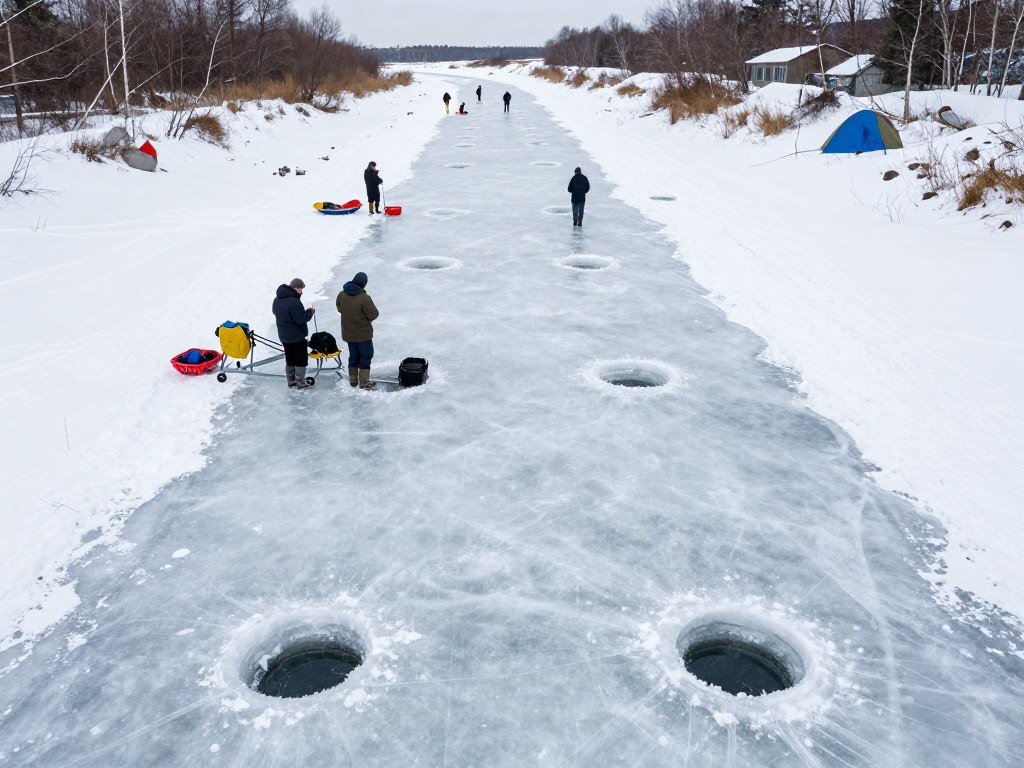 Рыбалка на русловых участках Каменского водохранилища зимой 2026