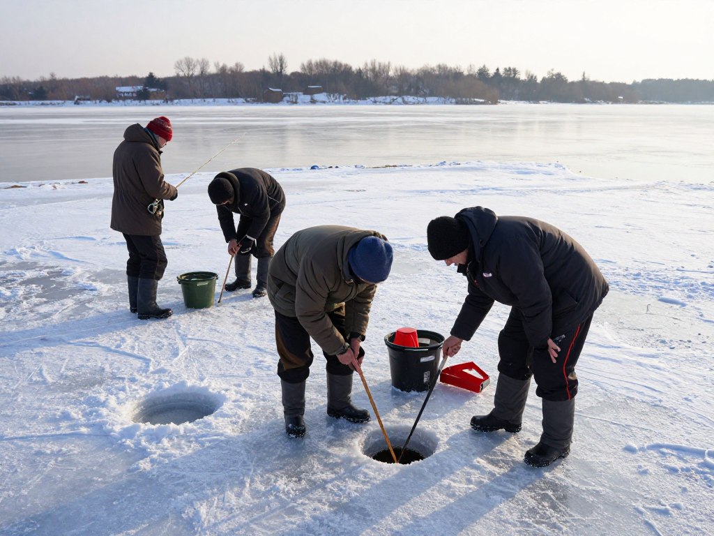 Зимняя рыбалка на Кременчугском водохранилище