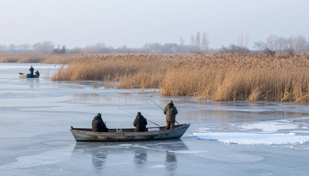 Зимняя рыбалка в дельте Днепра